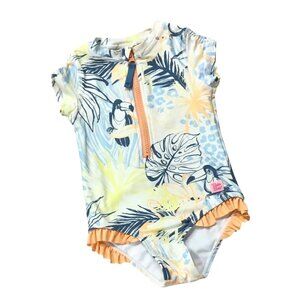 Ruffle Butts Toddler Girls UPF 50+ Short Sleeve Rash Guard Swimsuit Size 2T